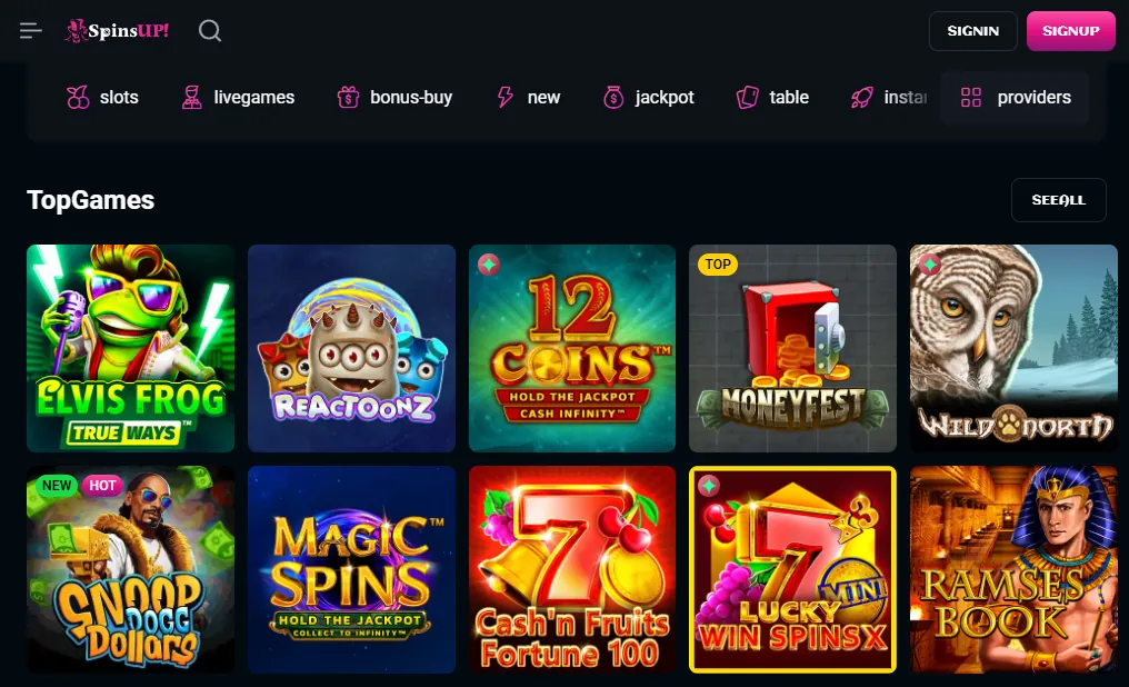 spinsup casino schlitze